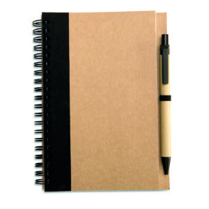 Bloc-notes recyclé et stylo