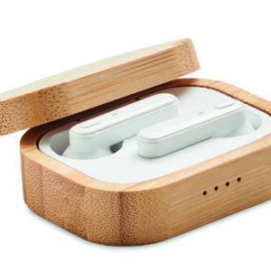 Écouteurs TWS  étui en bambou