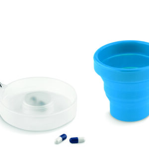 Tasse pliable avec pilulier