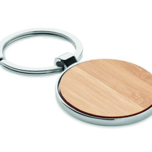 Porte-clés rond métal bambou